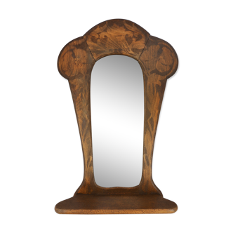 Miroir en bois gravé de style art nouveau vers 1930 53x85cm