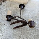 Rustic recycling wrought iron candle holder