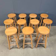 Alpine style chalet stools in wood, set of 9 - 1970s