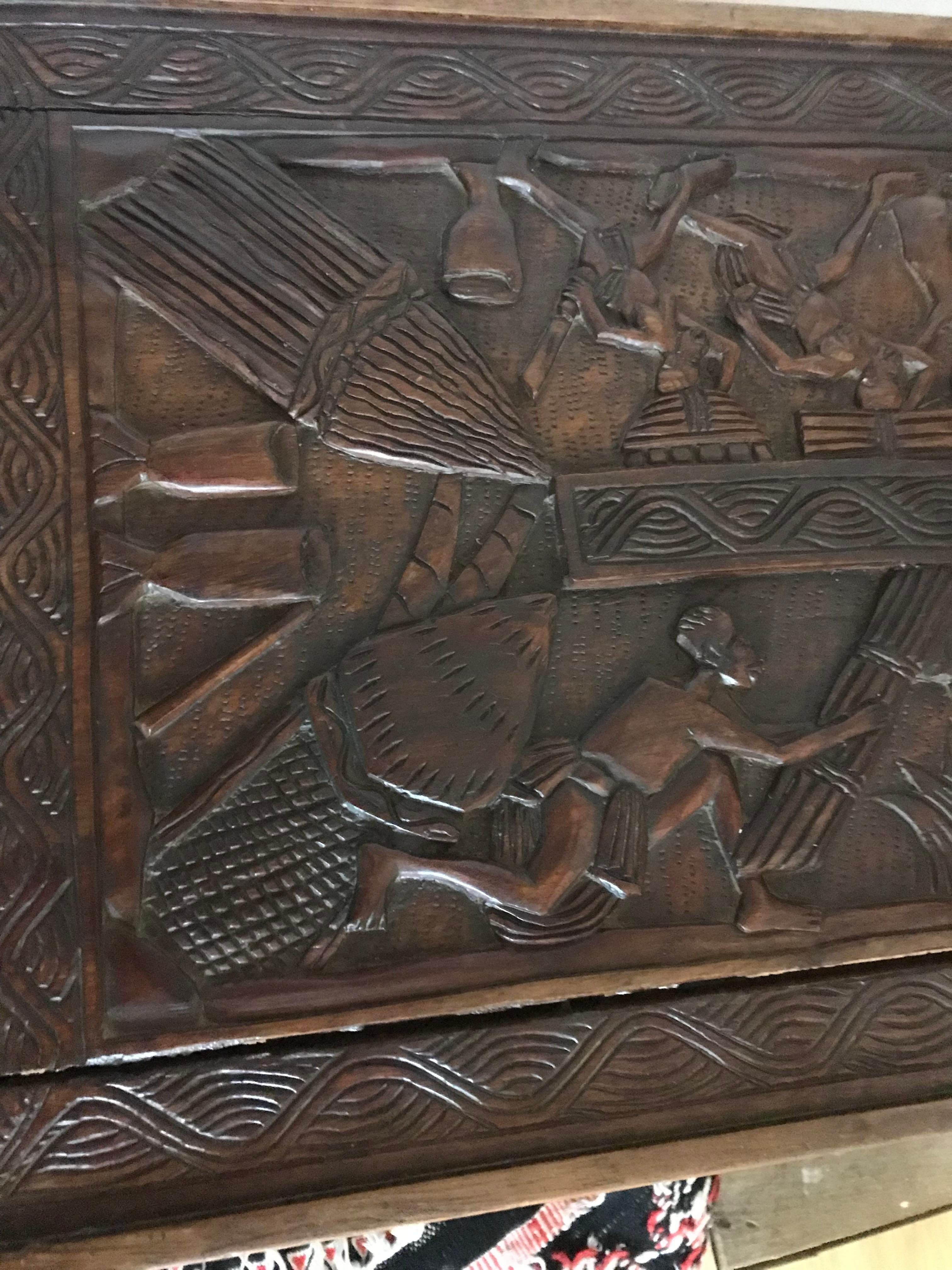 Carved Senegalese coffee table