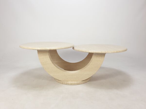Table basse en travertin italien, années 1980