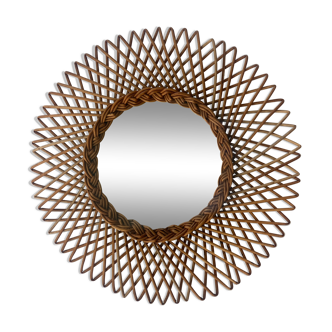 Sun rattan mirror