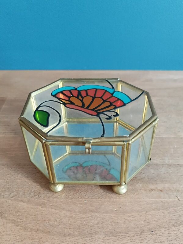 Box jewelry mosaic glass stained glass deco butterfly
