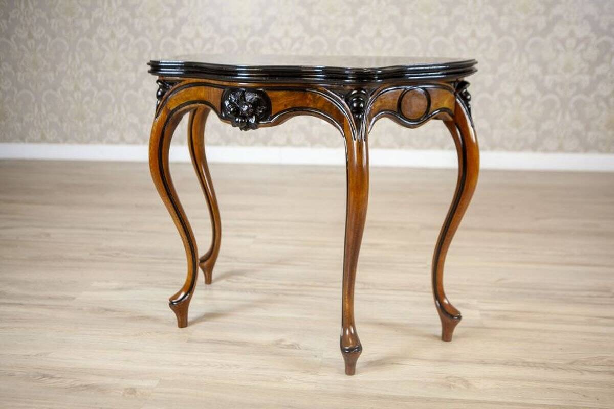 Walnut Wood & Veneer Card Table, Late 19th Century