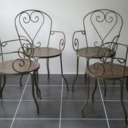 Series of 4 chairs of garden furniture wrought iron full years 60