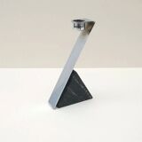 Chrome-plated metal and marble candle holder, 1980