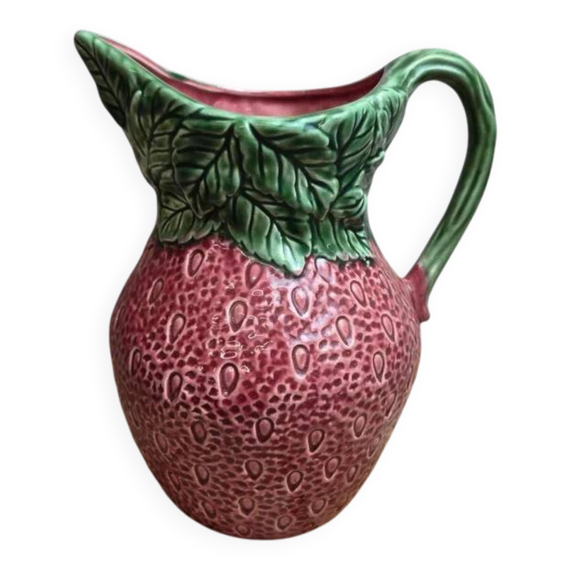 Strawberry-shaped earthenware jug – vintage ceramic