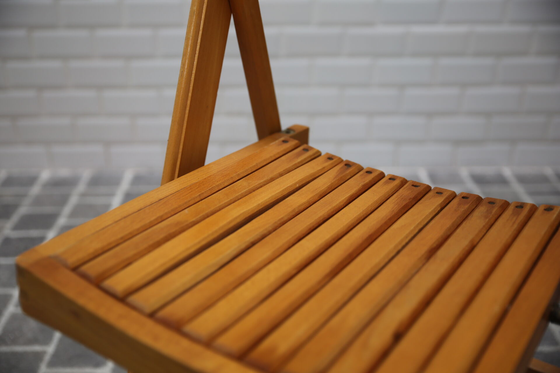 Set of 3 folding beech chairs