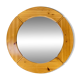 Scandinavian round solid pine mirror by Glasmäster Markaryd, Sweden, 70's