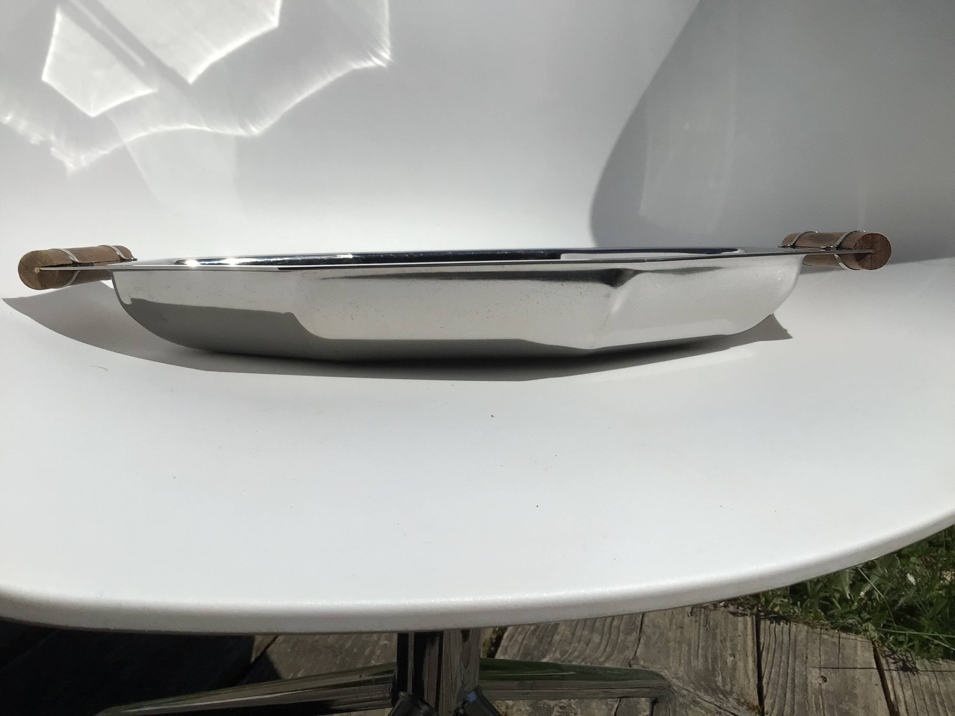 Coupe inoxydable octogonale poignées bois