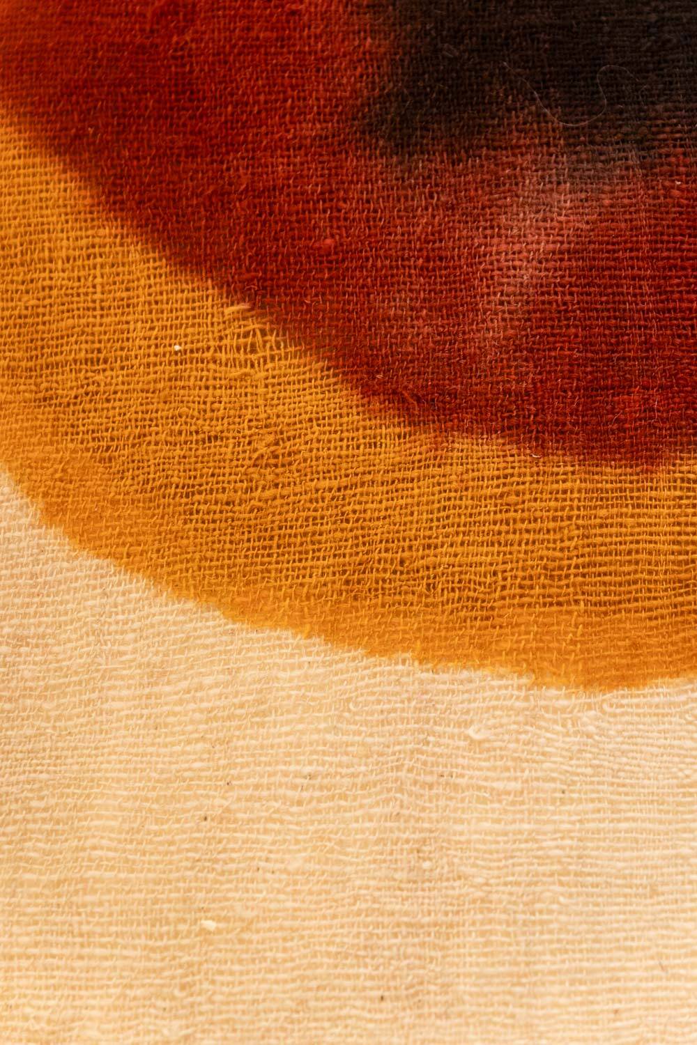 Triptych with geometric decoration in woven wool. Handcrafted work, 20th century.