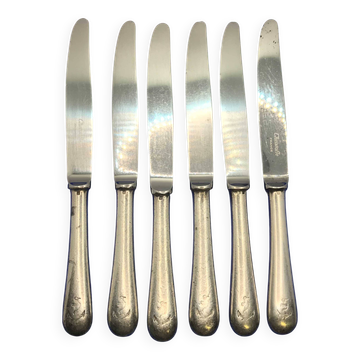 Lot de 6 petits couteaux de la Marine en métal argenté Christofle