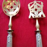 Cutlery with mignardises Late nineteenth silver and vermeil