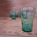 Set of 6 green glass glasses 1970