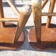 Pair of 70s wooden tripod stools