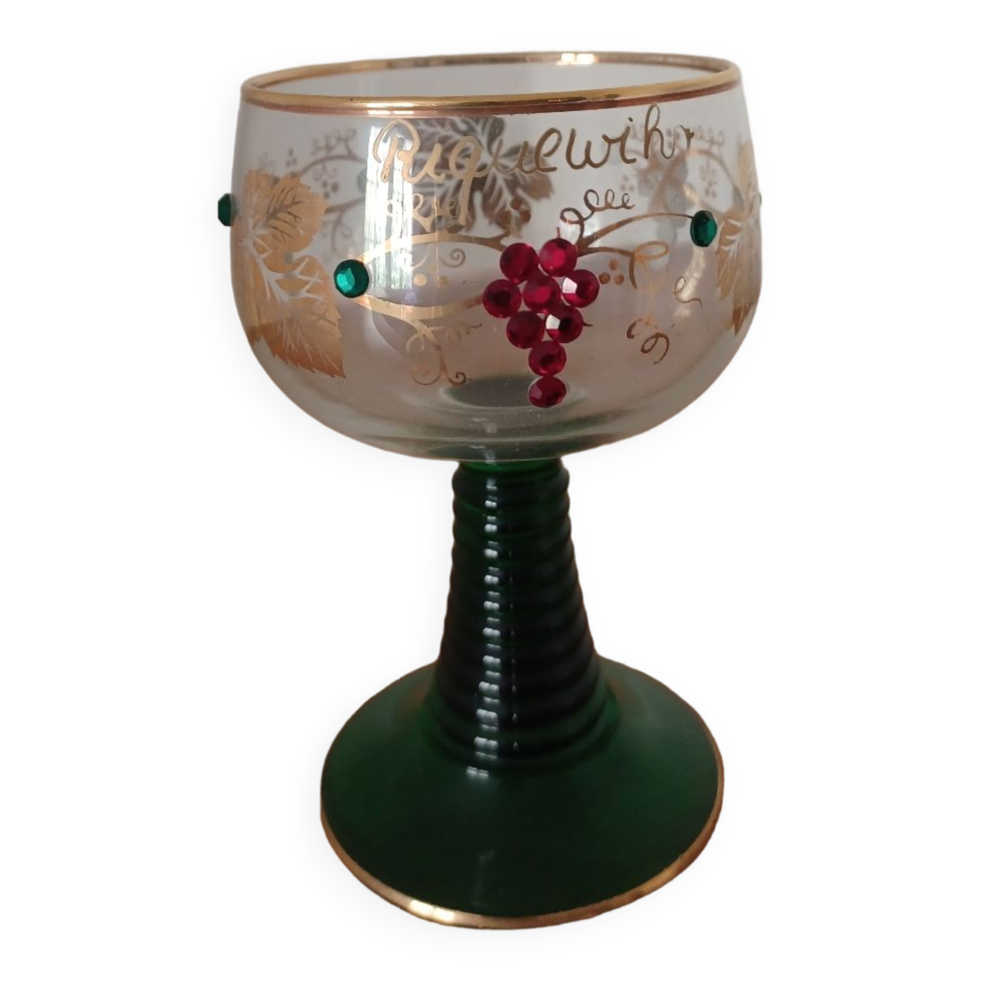 Stemmed glass decorated with vintage spirit