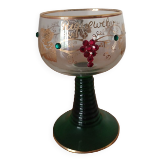Stemmed glass decorated with vintage spirit