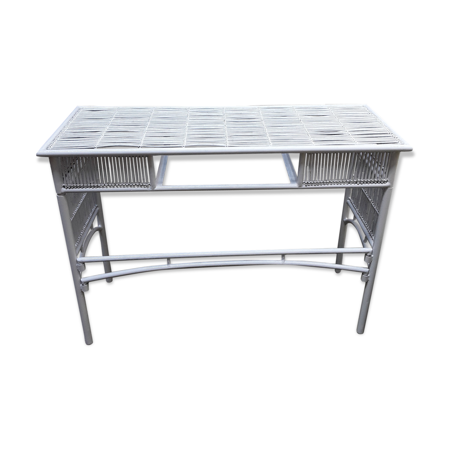 Vintage rattan garden console table