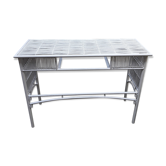 Table console de jardin en rotin et métal vintage
