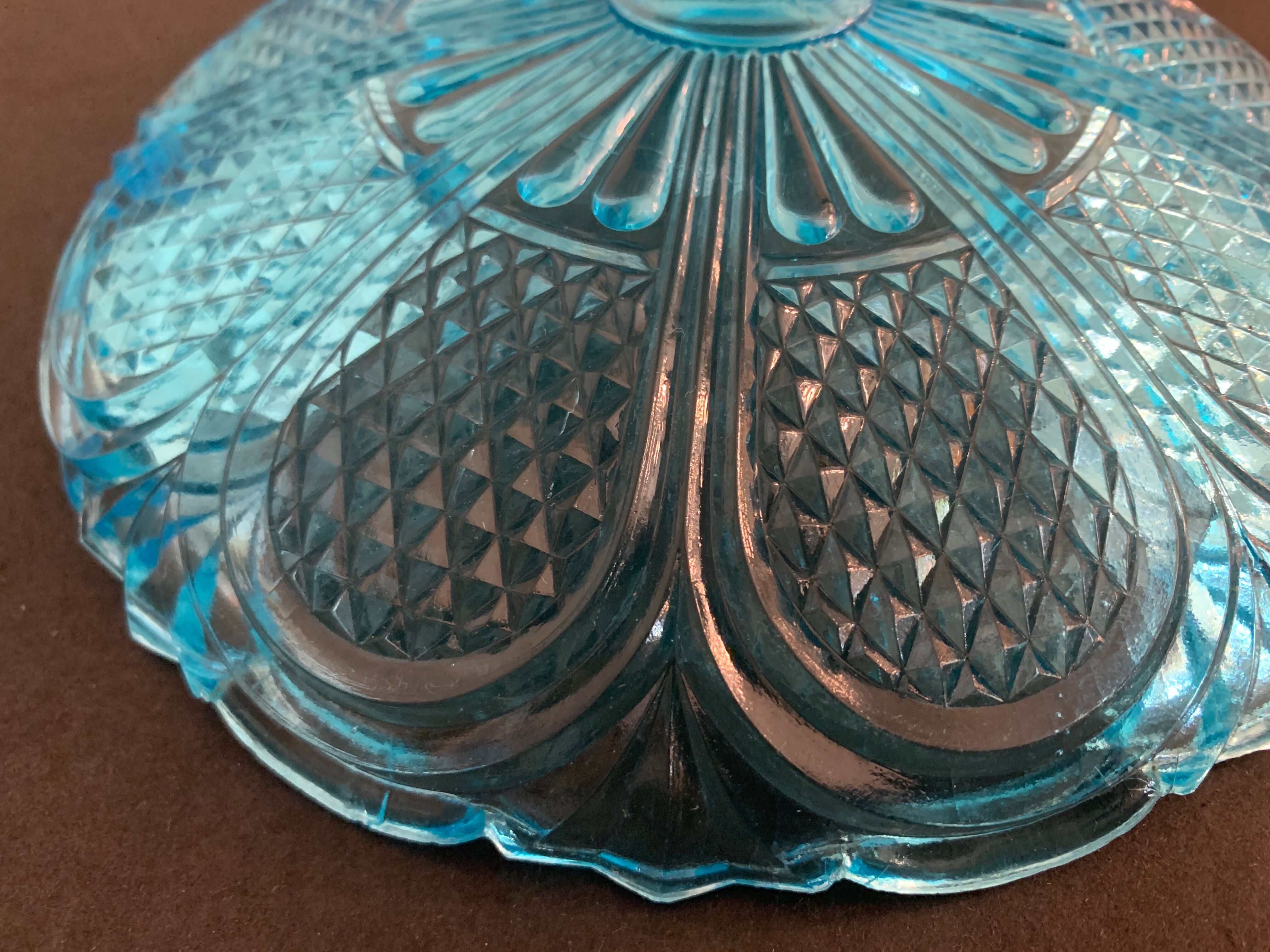 Fruit cup on blue-bubbled glass peder