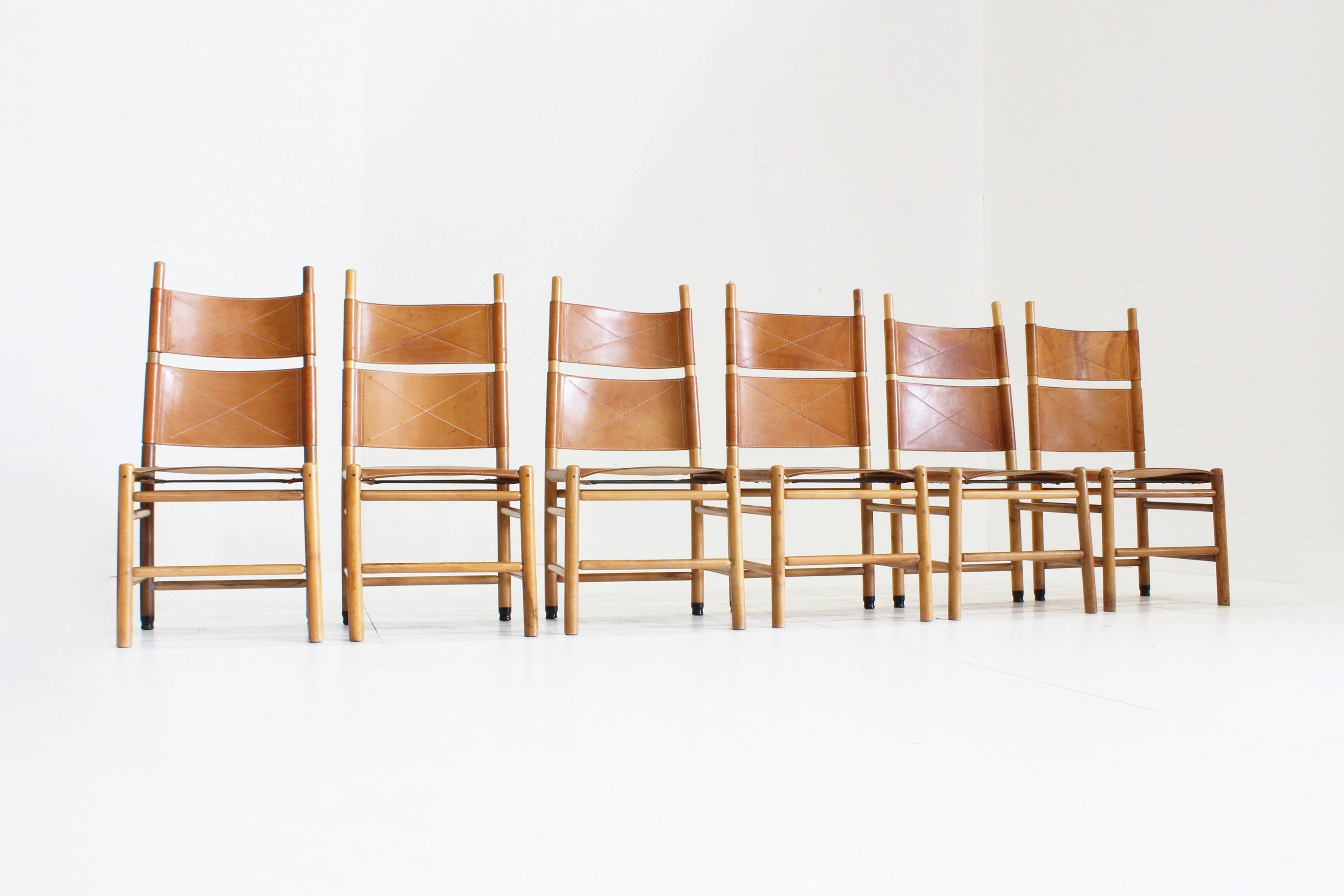 Chaises de salle à manger vintage Kentucky par Carlo Scarpa pour Bernini, années 1970, lot de 6