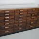 Vintage German Oak Glass Shop Counter Haberdashery Cabinet Vitrine, ca 1950