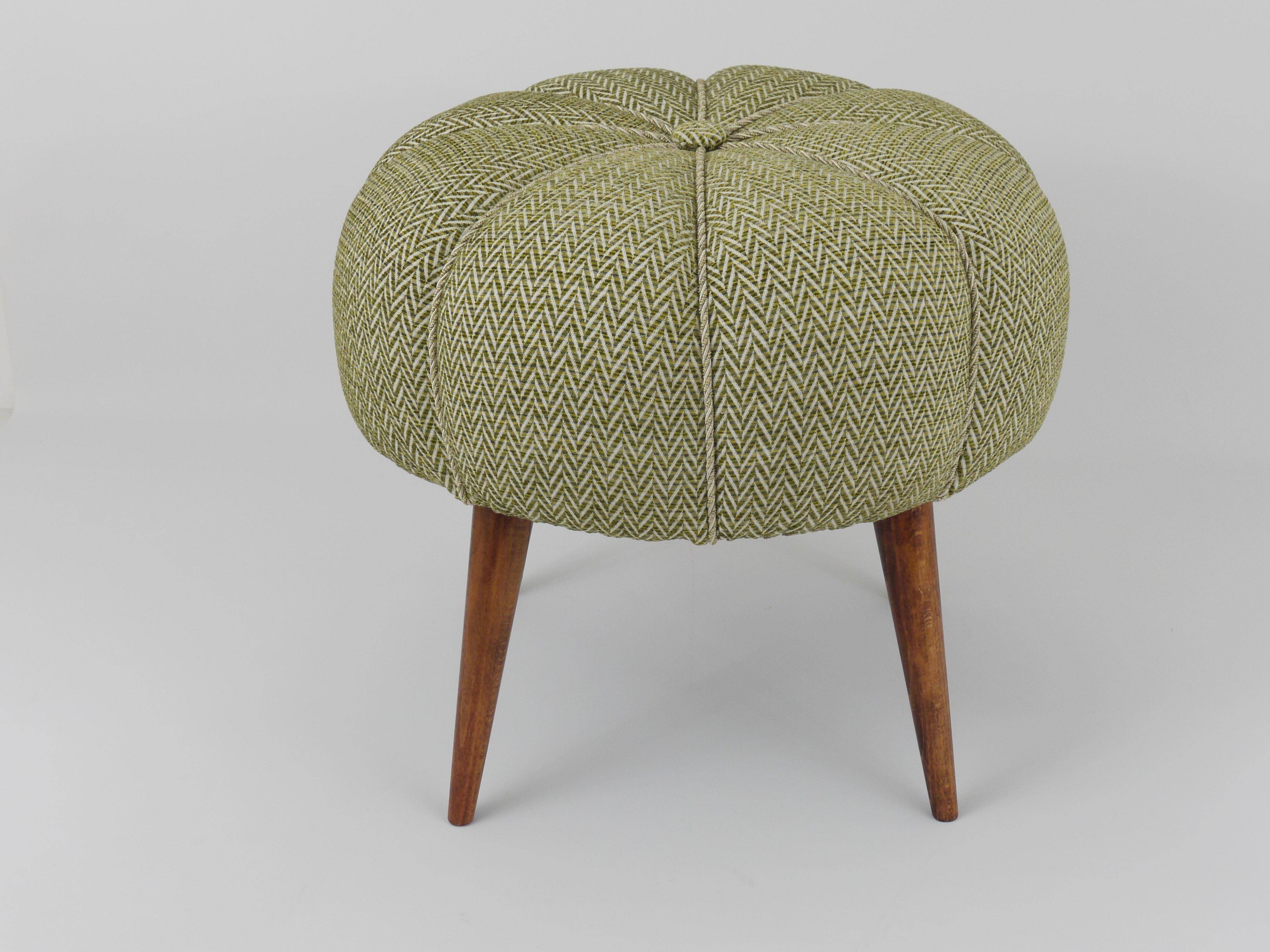 Up to Six Charming Zigzag Midcentury Stools, Pouf, Ottoman, Footstools, 1950s