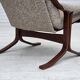 1970s, Norwegian design armchair, blend wool fabric, bent wood.