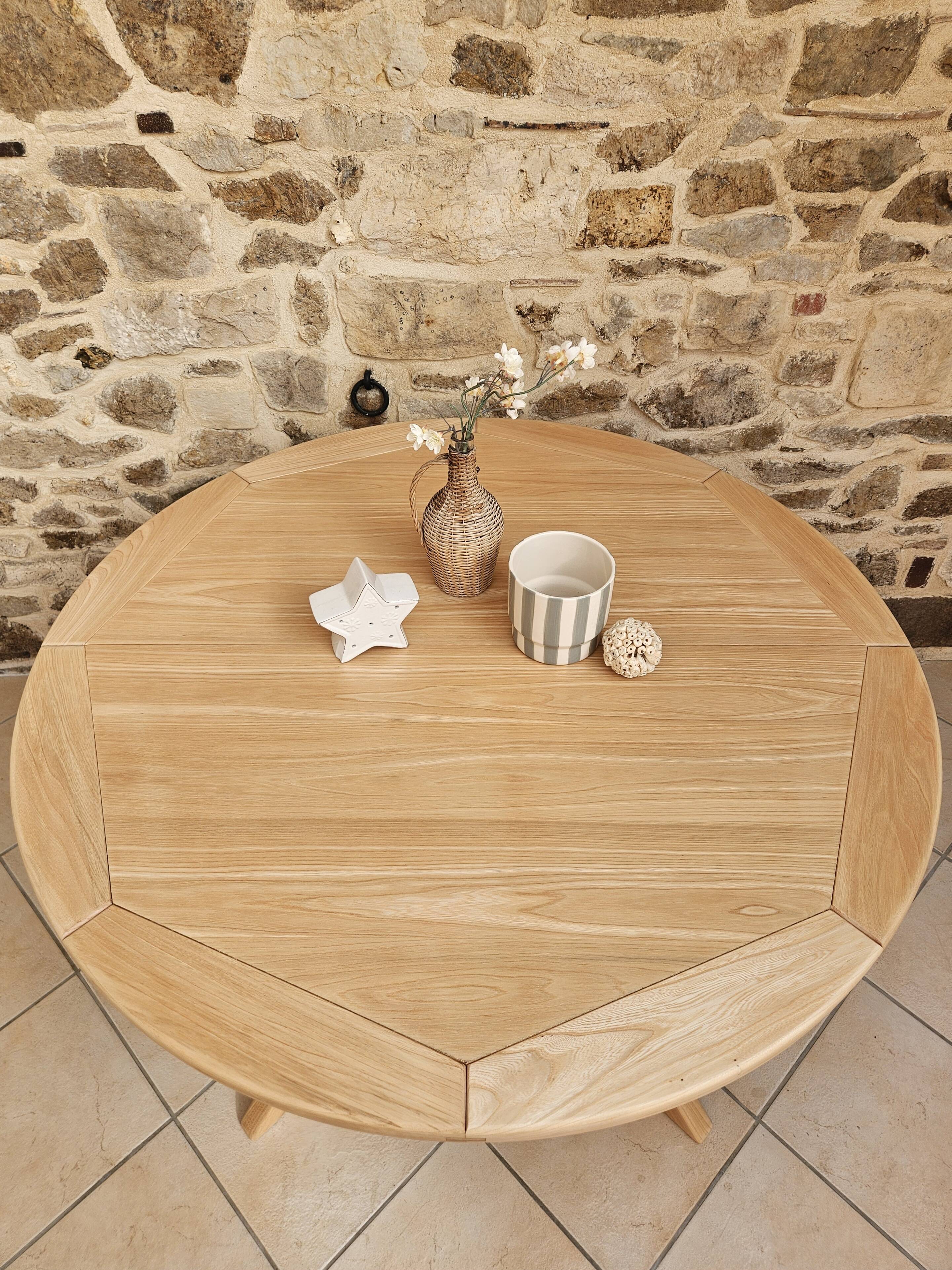 Table ronde orme style Pierre Chapo