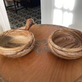 Duo of wooden raviers - vintage cup