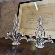 Pair of crystal candlesticks Vannes le Chatel Lorraine