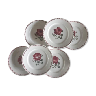 Assiettes plates anciennes modèle "Germaine" de la manufacture française de Badonviller