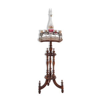 Table d’appoint, meuble bar ancien avec service en verre, Italie