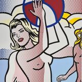 "Nudes With Beach Ball" 1920s Lithography