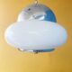 Suspension “Saturne” en chrome et verre opalin