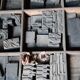 Printing cabinet 16 drawers with these lead letters