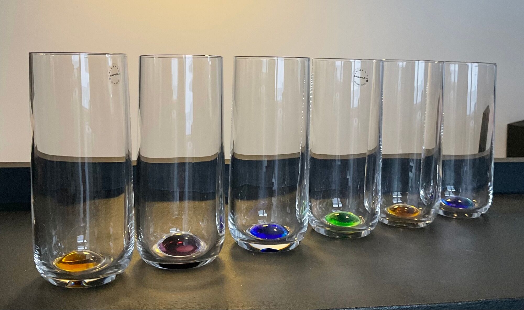 Series of 6 vintage glasses Murano Salviati years 60-70