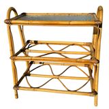 Rattan and glass shelf from the 50s