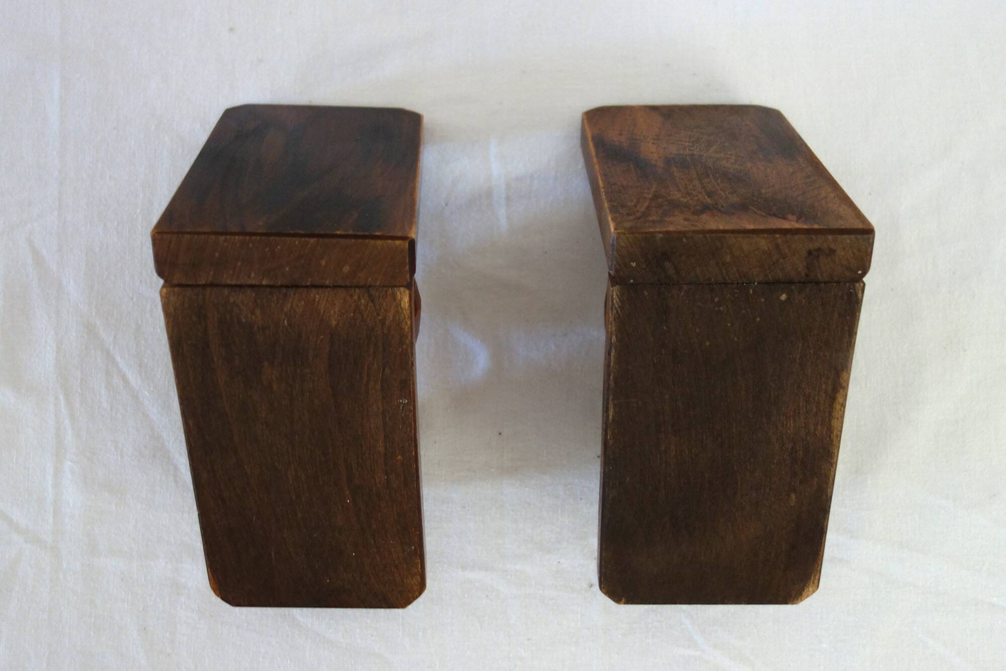 Paire de serre livre vintage en bois boules facettes