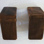 Pair of vintage wooden bookends with faceted balls