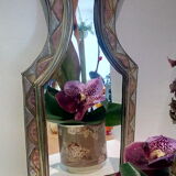 Oriental style brass and copper mirror 35x18cm