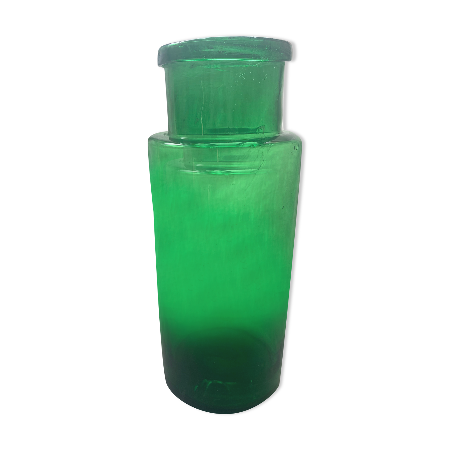 Vase - apothecary bottle in green glass