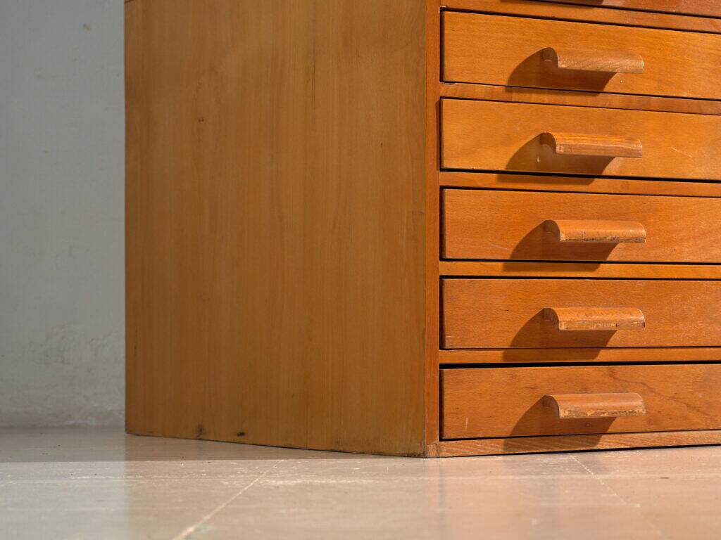 Antique plan cabinet in beech wood – Central Europe, circa 1960