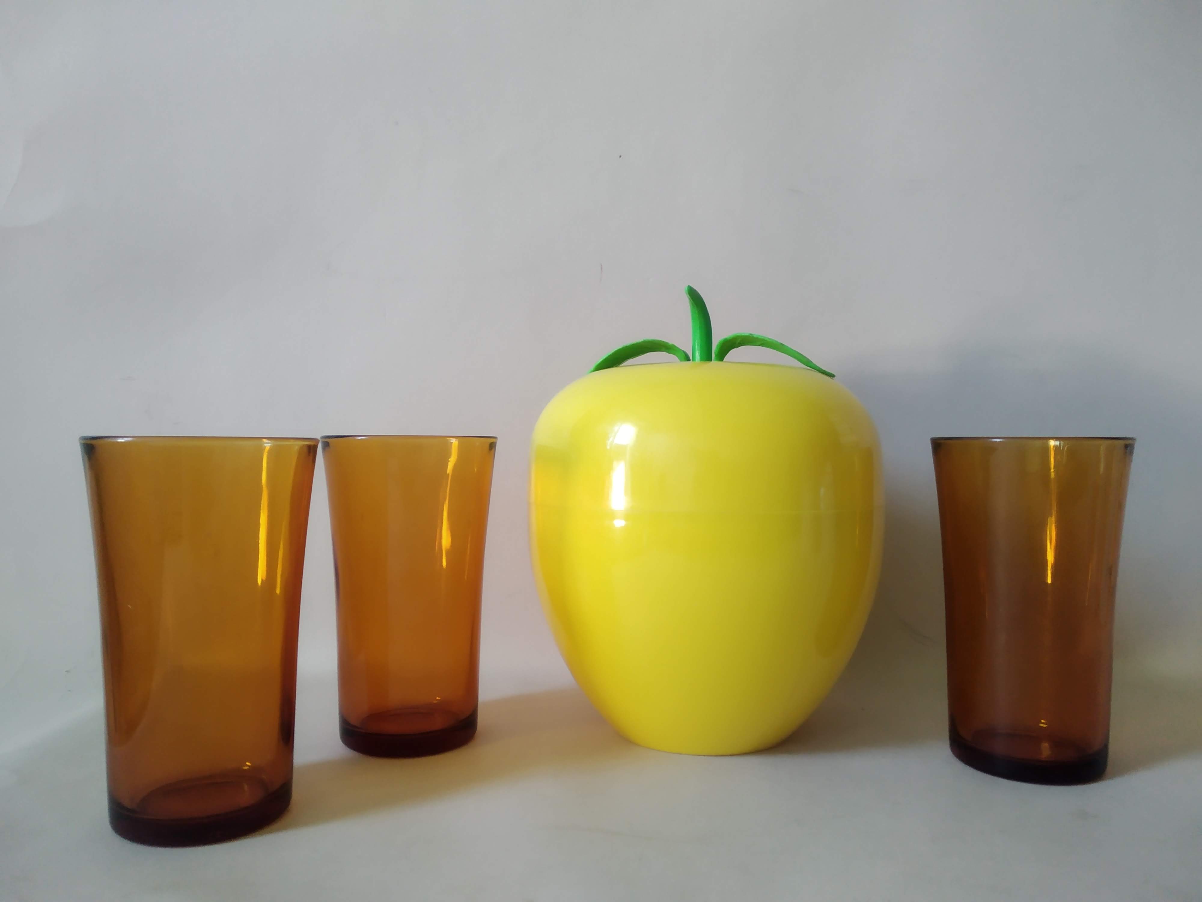 Seau à glaçons pomme jaune Veropam vintage 70's
