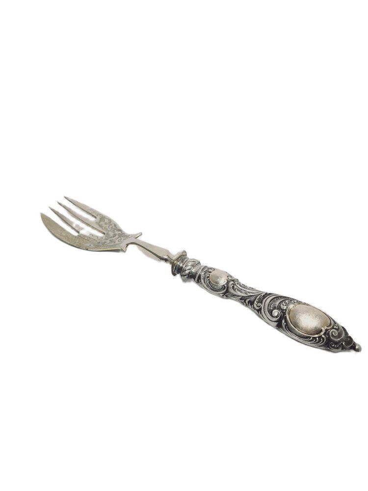 Classicist silver roast fork, France, 1880s