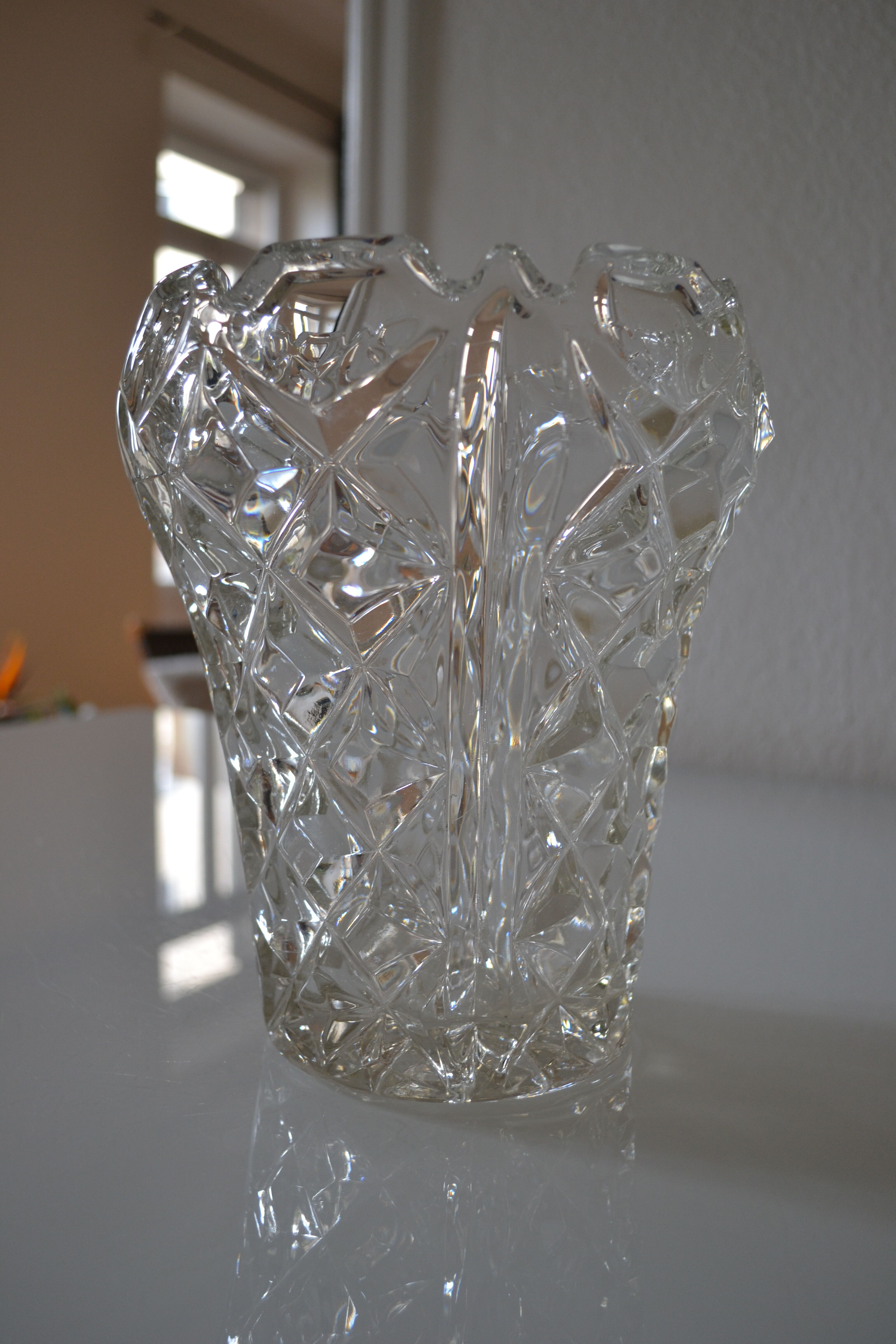 Vase vintage crystal mold czechoslovakia years 50