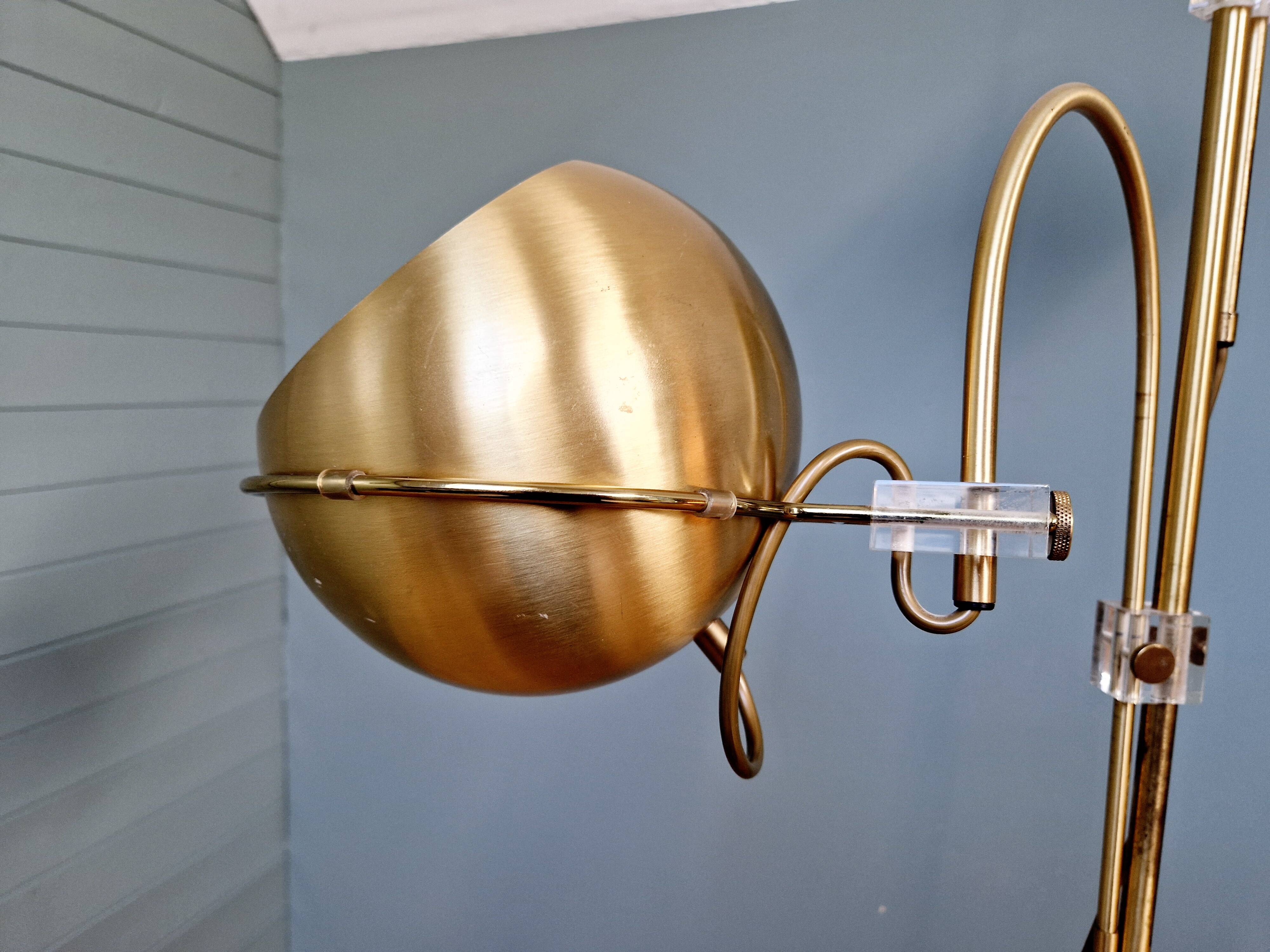 Eyeball double arc floor lamp in brass, GEPO (Netherlands), 1970s