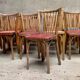 Série de 25 anciennes chaises bistrot Baumann vintage en bois courbé assis Skaï  ou bois