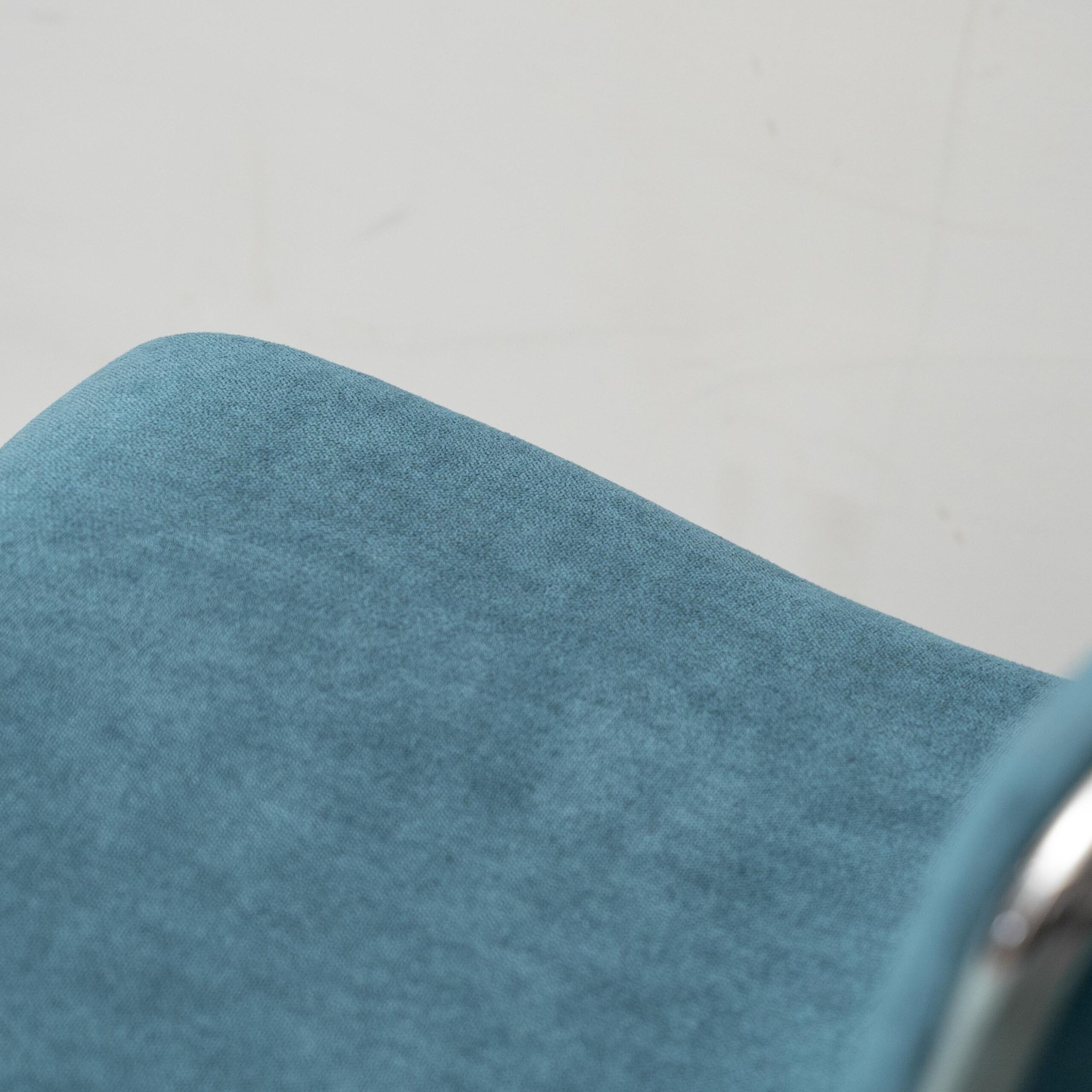 Set of 4 vintage metal and blue fabric chairs, 1970s modernist