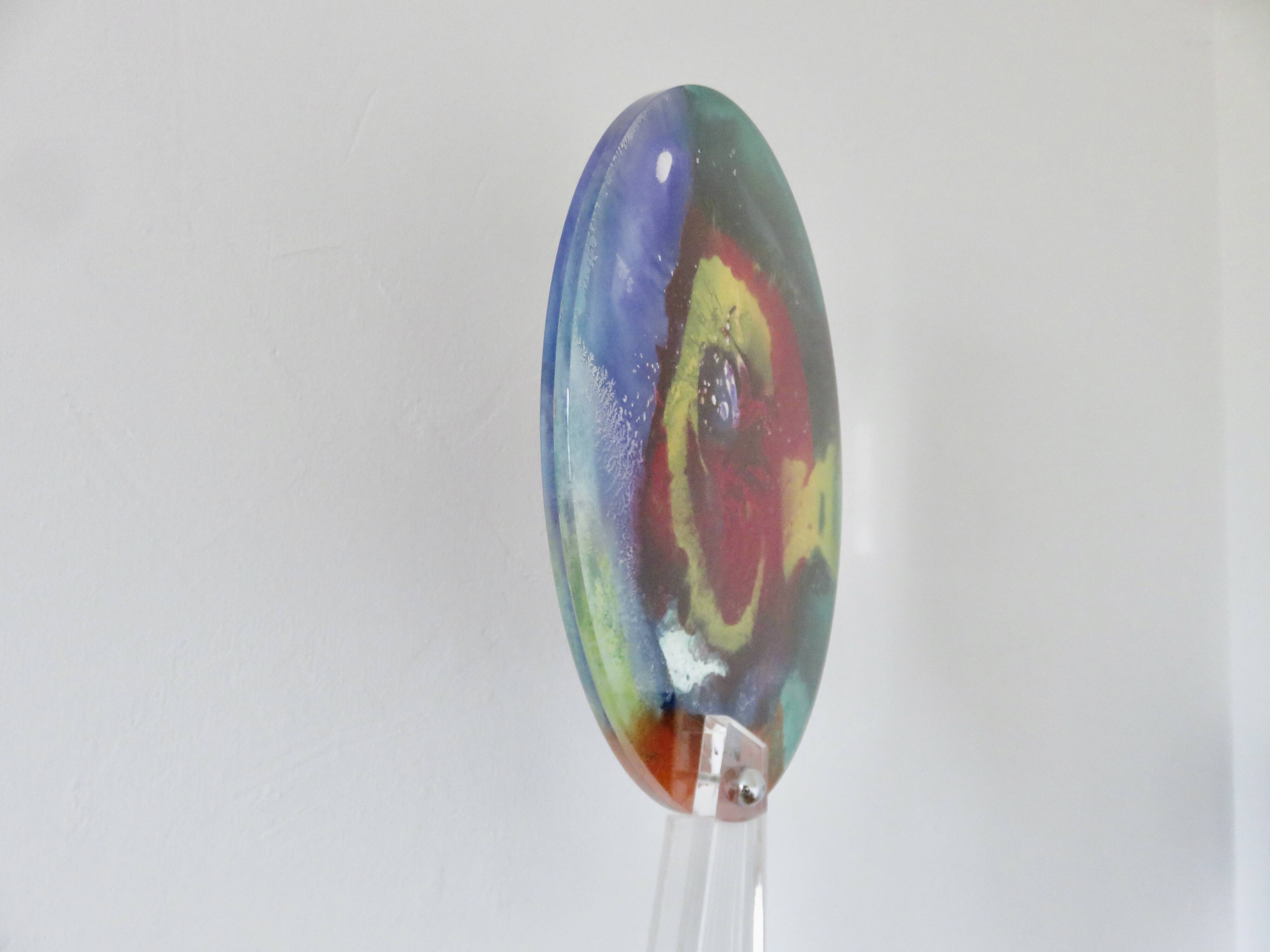 Contemporary sculpture, signed, in plexiglass and lucite, 1980s